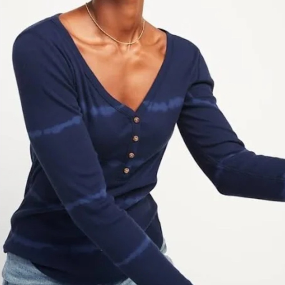 Navy Blue Button-Up Women's Top